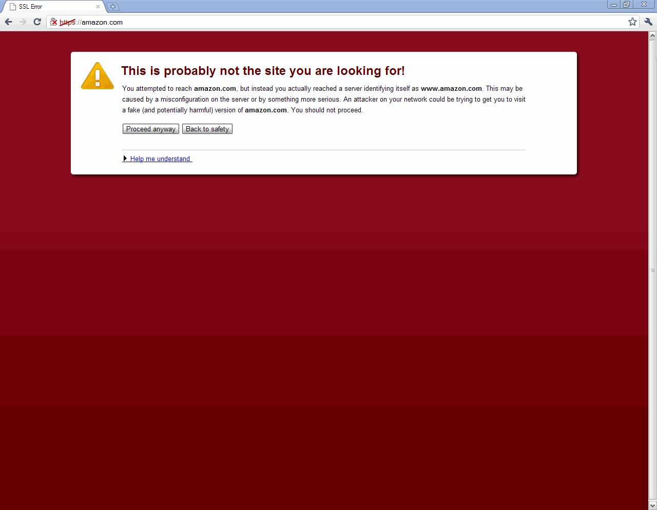 Amazon error. SSL ПЕРЕАДРЕСАЦИЯ что это.